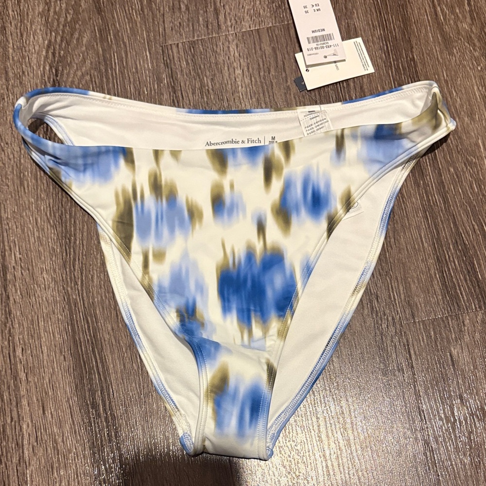 Abercrombie & Fitch Blue, Olive & White Tie-Dye Bikini Bottom